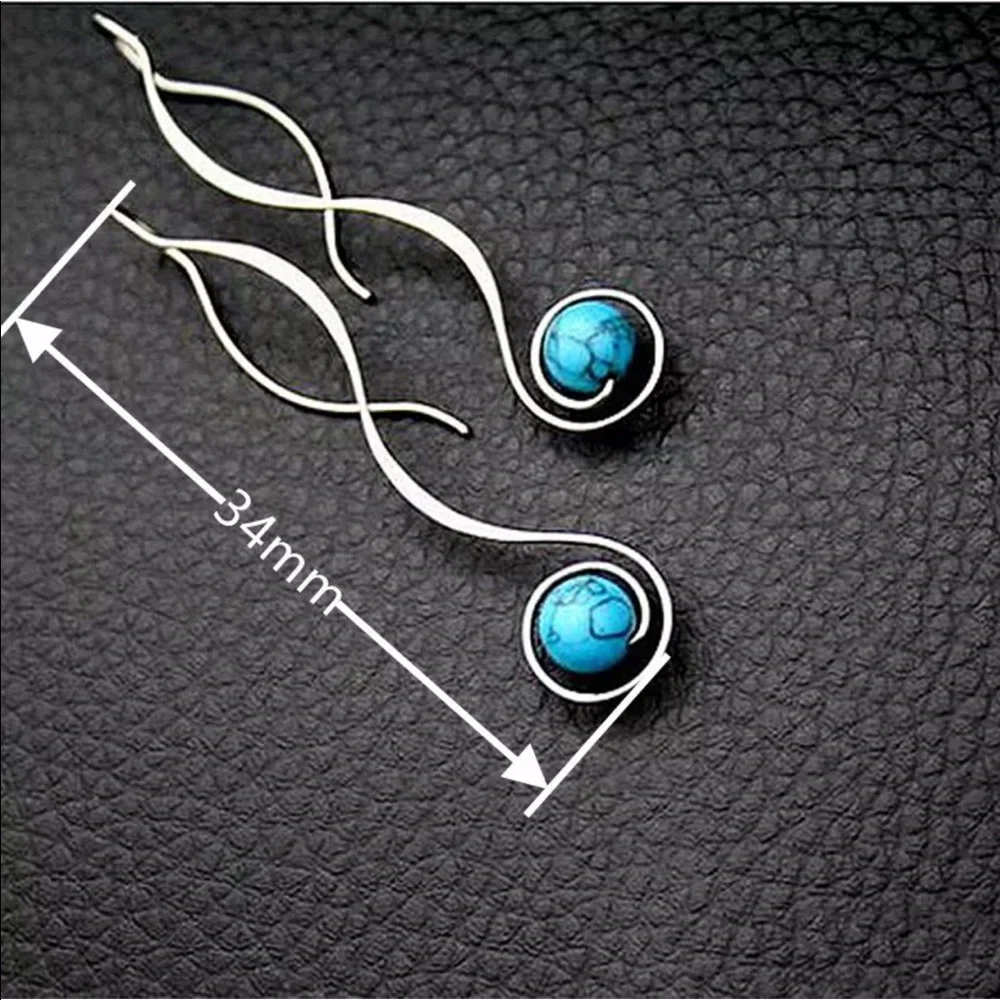 New Round Cut Tourmaline Drop Earrings Luxury 925 Silver - Picture 3 of 3